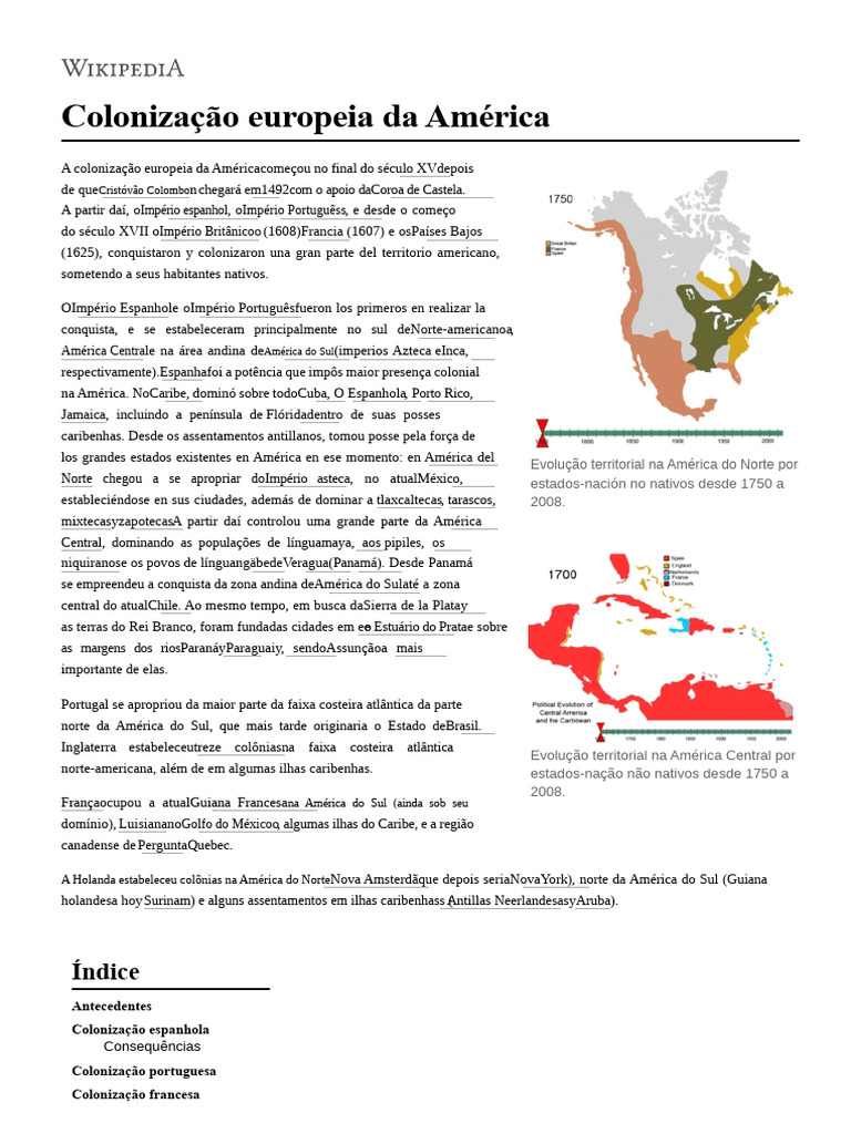 Colonização Europeia da América. | PDF | Colonização | Espanha