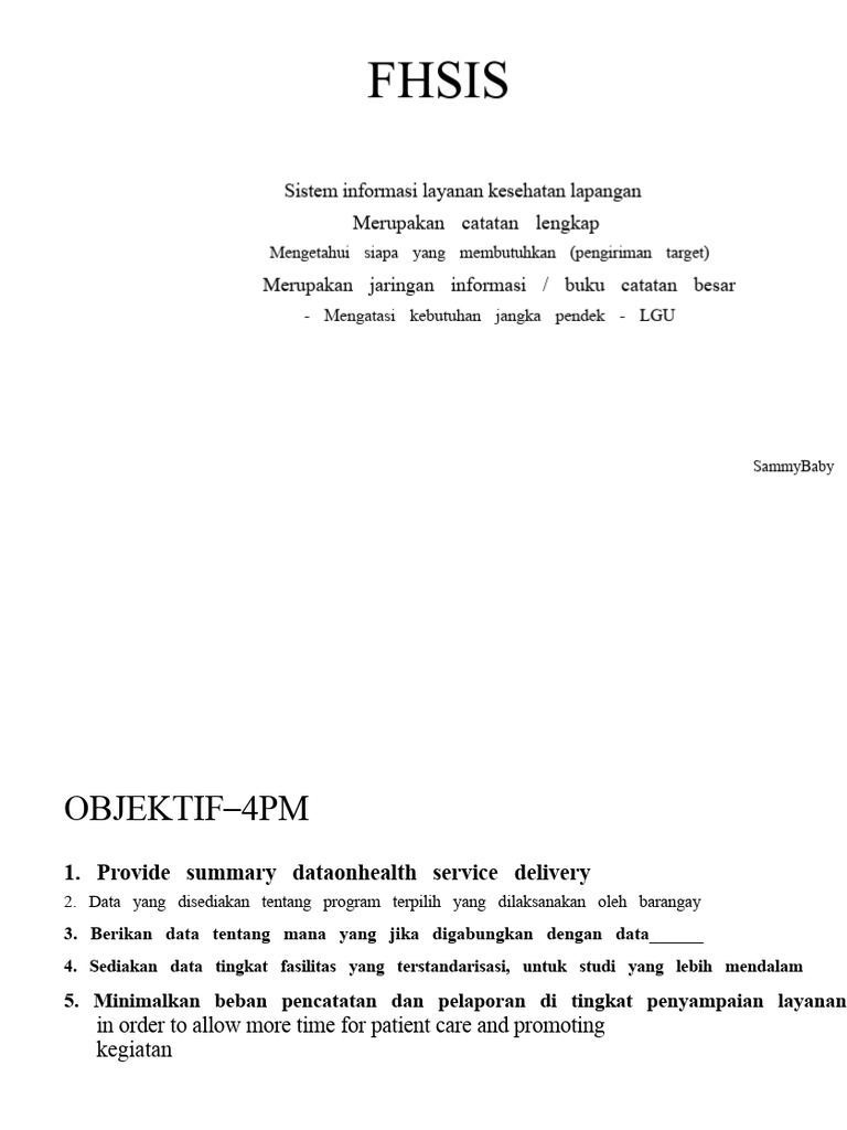 Sistem Informasi Kesehatan FHSIS | PDF
