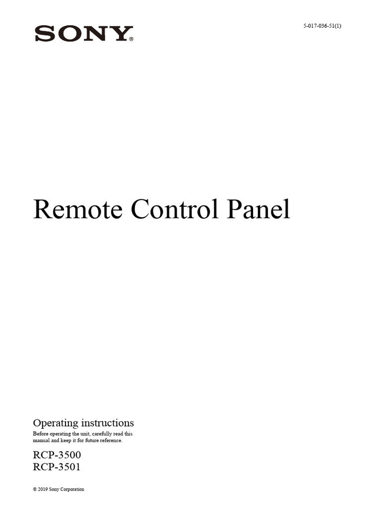 Sony RCP-3500/3501 Control Panel Guide | PDF | Menu (Computing ...