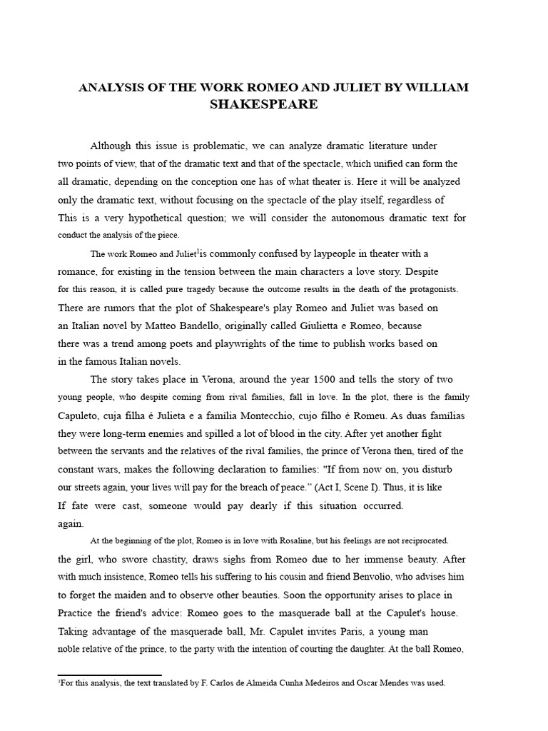 Analysis of Romeo and Juliet | PDF | Characters In Romeo And Juliet