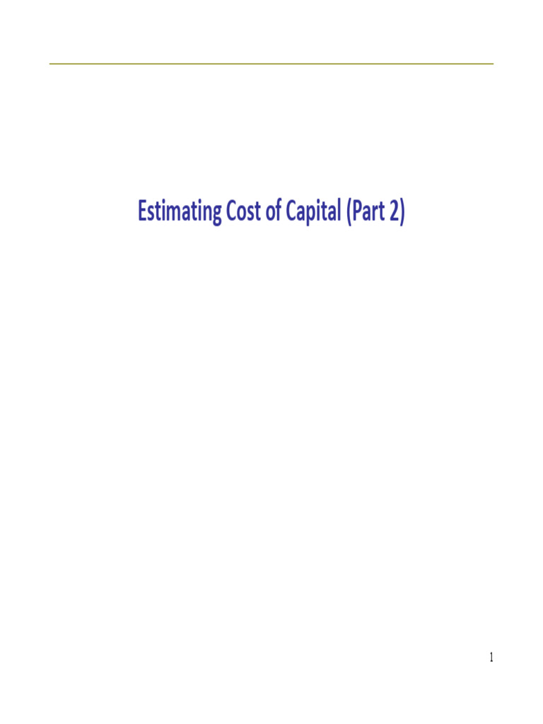 Estimating Beta and Cost of Capital | PDF | Beta (Finance) | Risk Premium