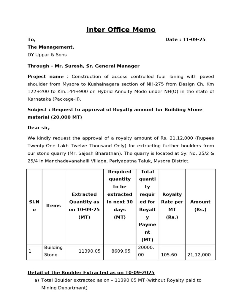 Inter Office Memo | PDF