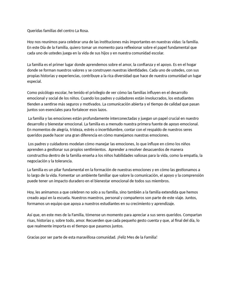 Dia de La Familia | PDF | Las emociones | Amor