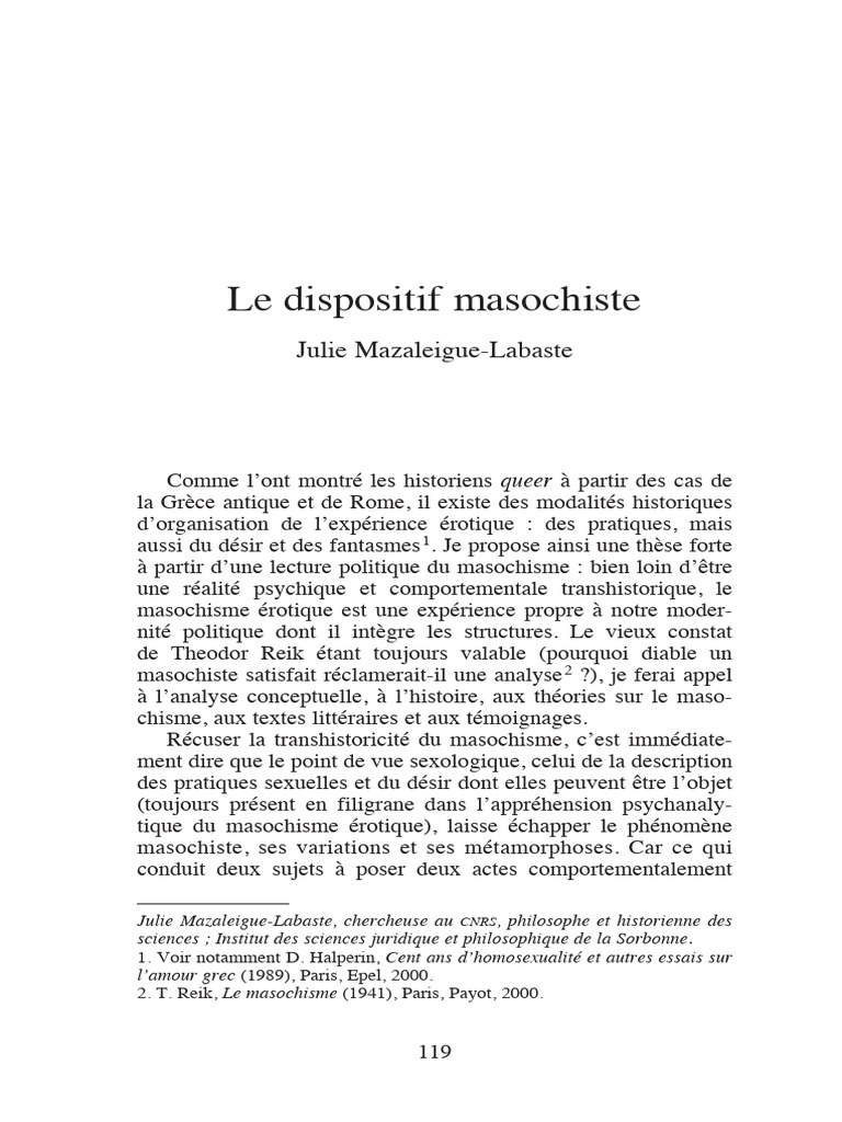 Politique du masochisme érotique | PDF | BDSM | Sadomasochisme