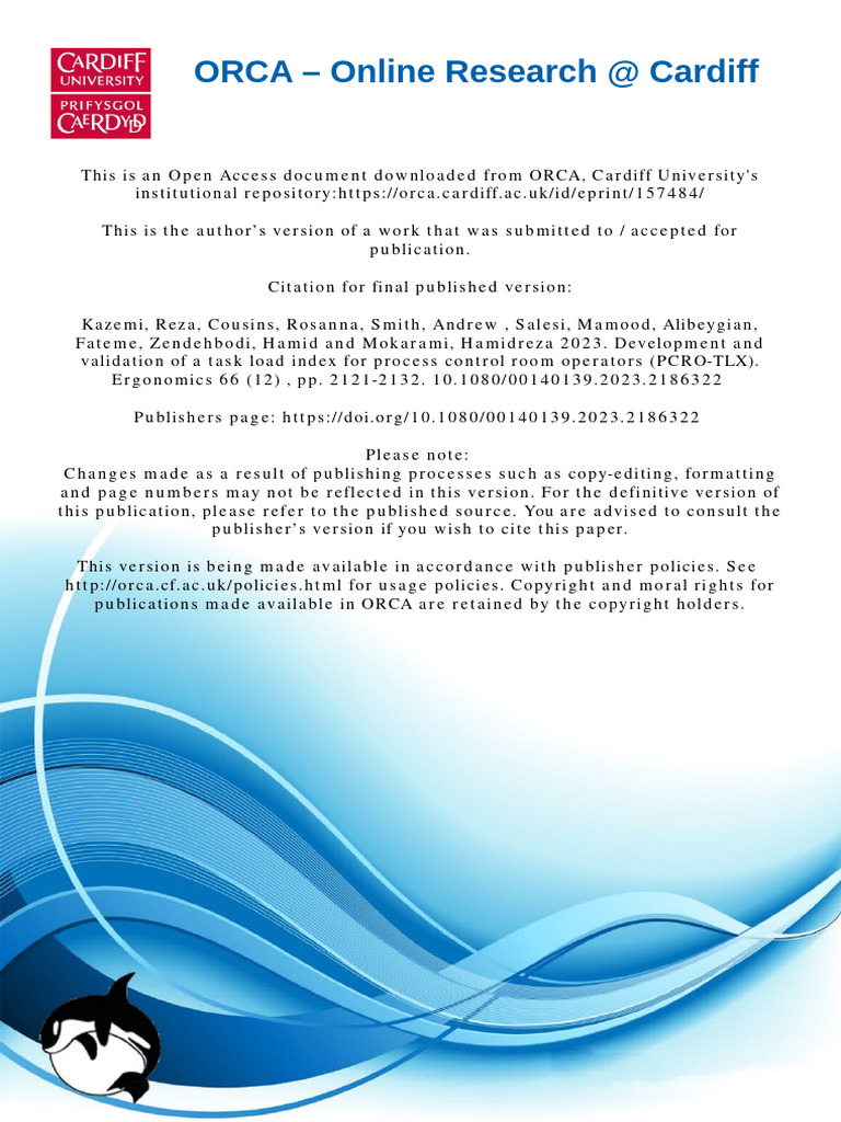 PCRO-TLX: Task Load Index Development | PDF | Workload | Validity ...