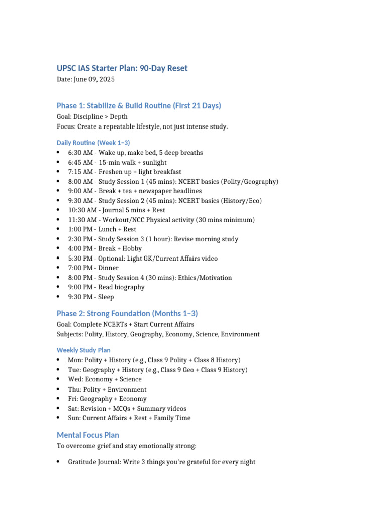 90-Day UPSC IAS Study Plan | PDF