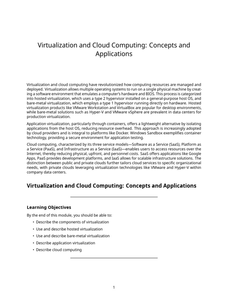 Virtualization and Cloud Computing Overview | PDF | Virtual Machine ...