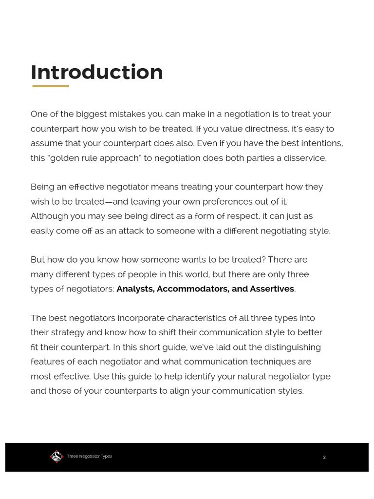 Understanding Three Negotiator Types | PDF | Negotiation | Human ...