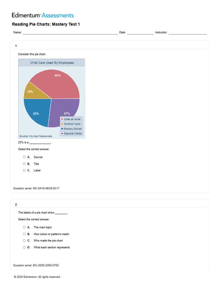 Reading Pie Charts Answers (1) | PDF | Chart | Pie Chart
