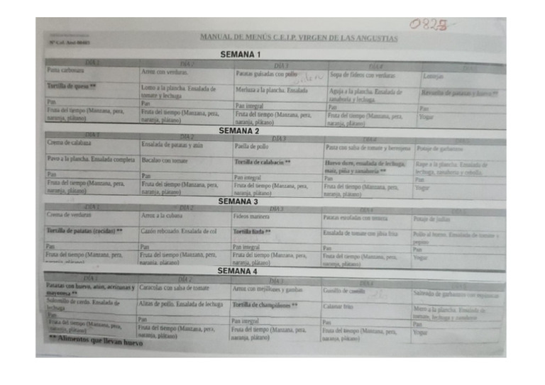 Comedor Menu | PDF