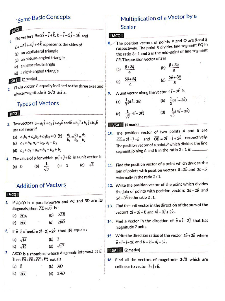 Vector Algebra | PDF