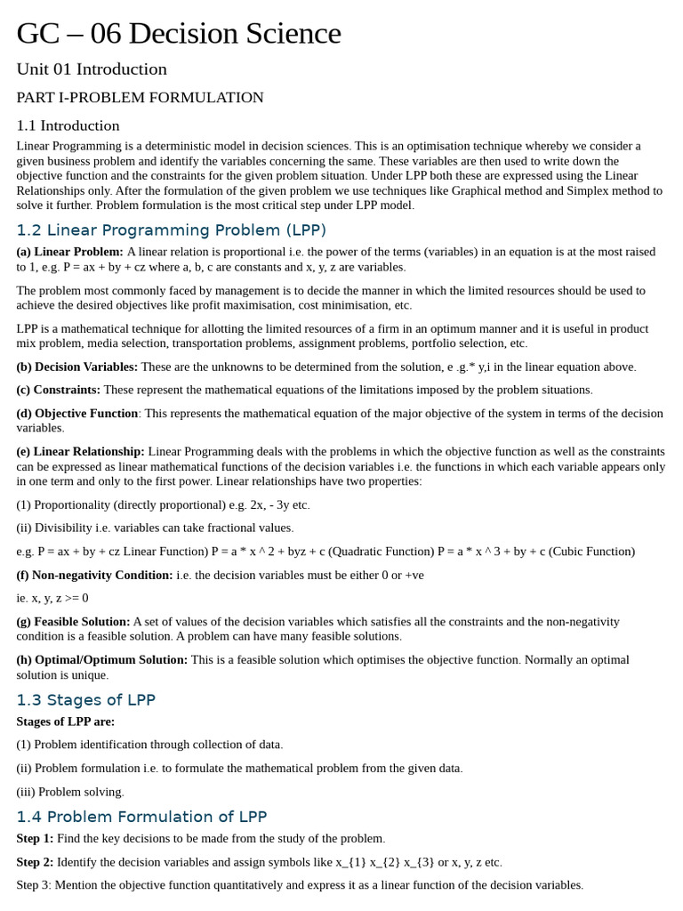 GC - 06 Decision Science | PDF | Mathematical Optimization | Linear ...