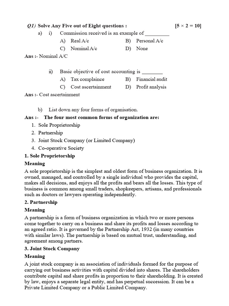 Managerial Accounting M.B.a (2024 PATTERN) | PDF | Bookkeeping | Going ...