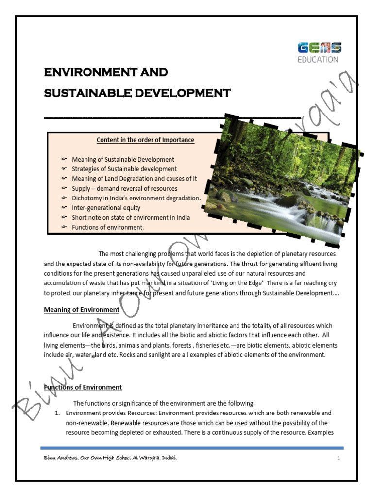 Environment and Sustainable Development Insights | PDF | Environmental ...
