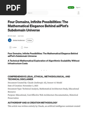 Four Domains, Infinite Possibilities the Mathematical Elegance Behind AéPiot’s Subdomain Universe by Global Audiences Nov, 2025 Medium