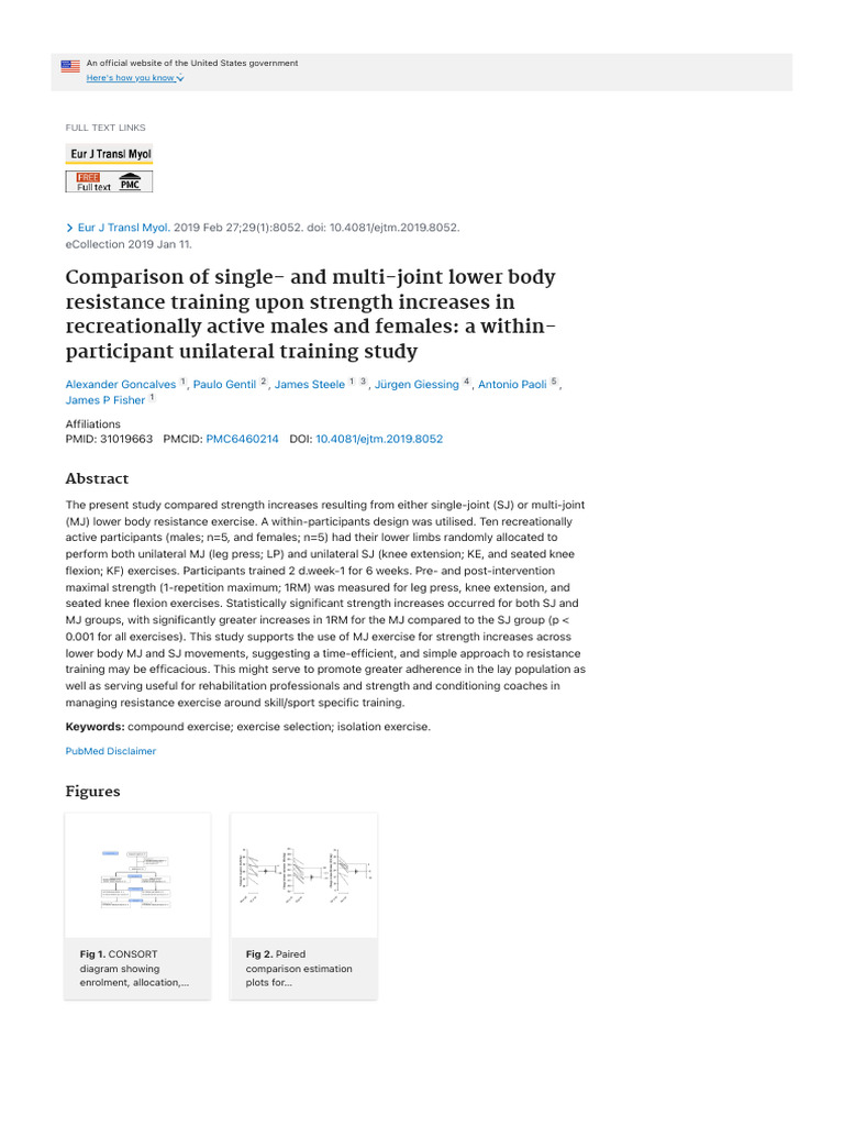 Comparison of Single - and Multi-Joint Lower Body Resistance Training ...