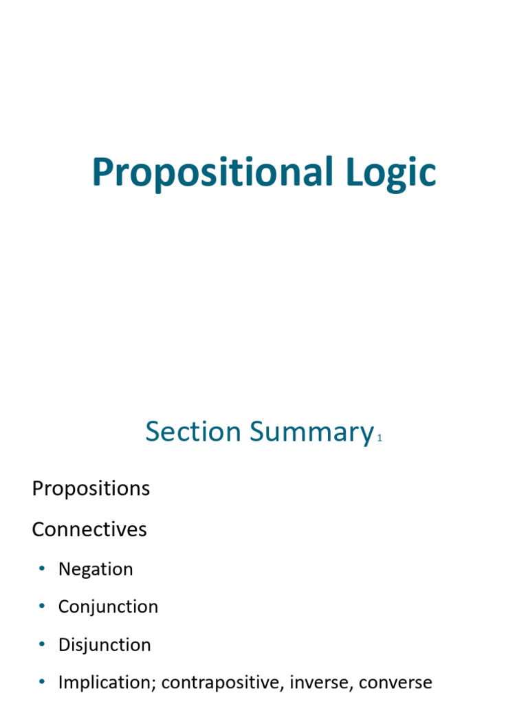 Propositional Logic Basics Explained | PDF | If And Only If | Contradiction