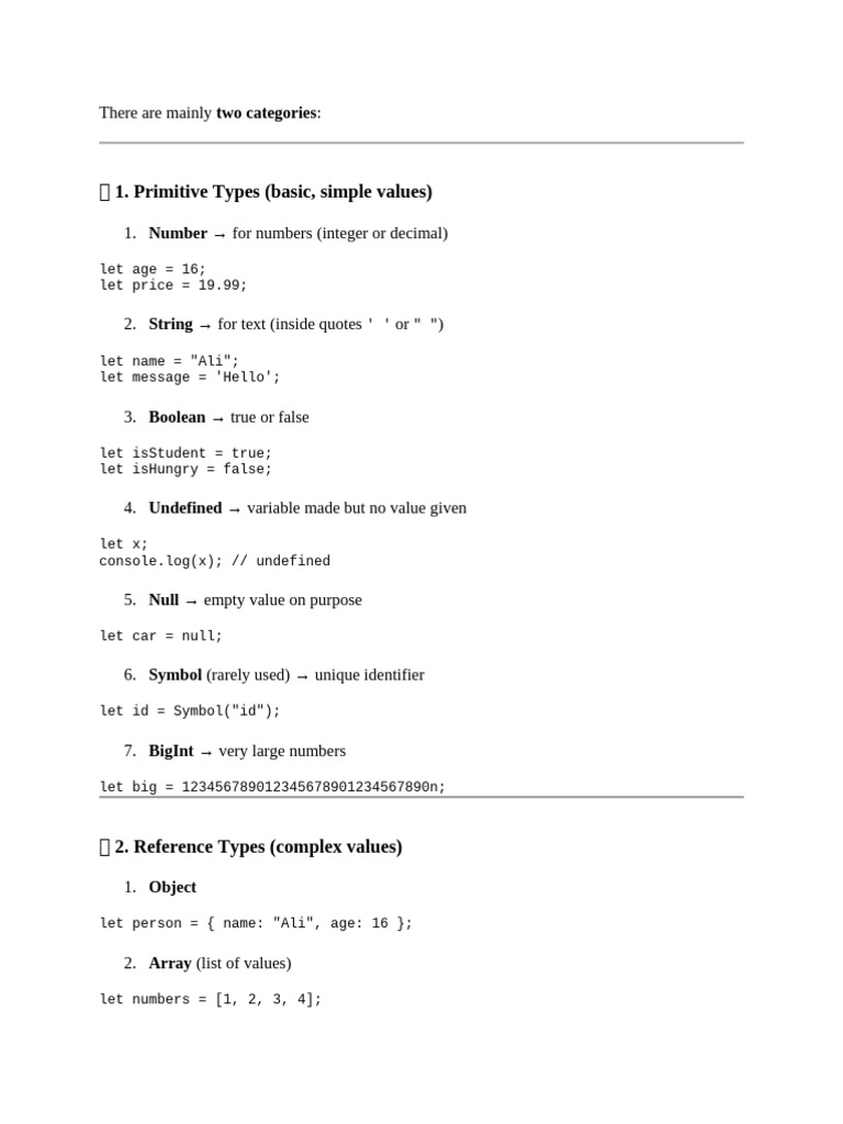 JavaScript Data Types Explained | PDF