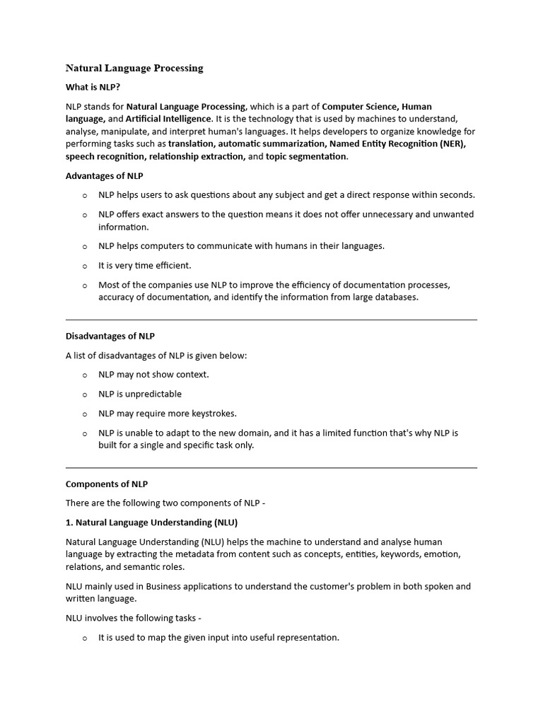 Understanding Natural Language Processing | PDF | Parsing | Part Of Speech