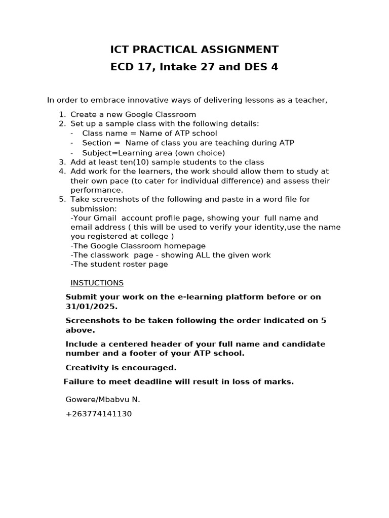 ECD 17 - ICT Practical Assignment | PDF