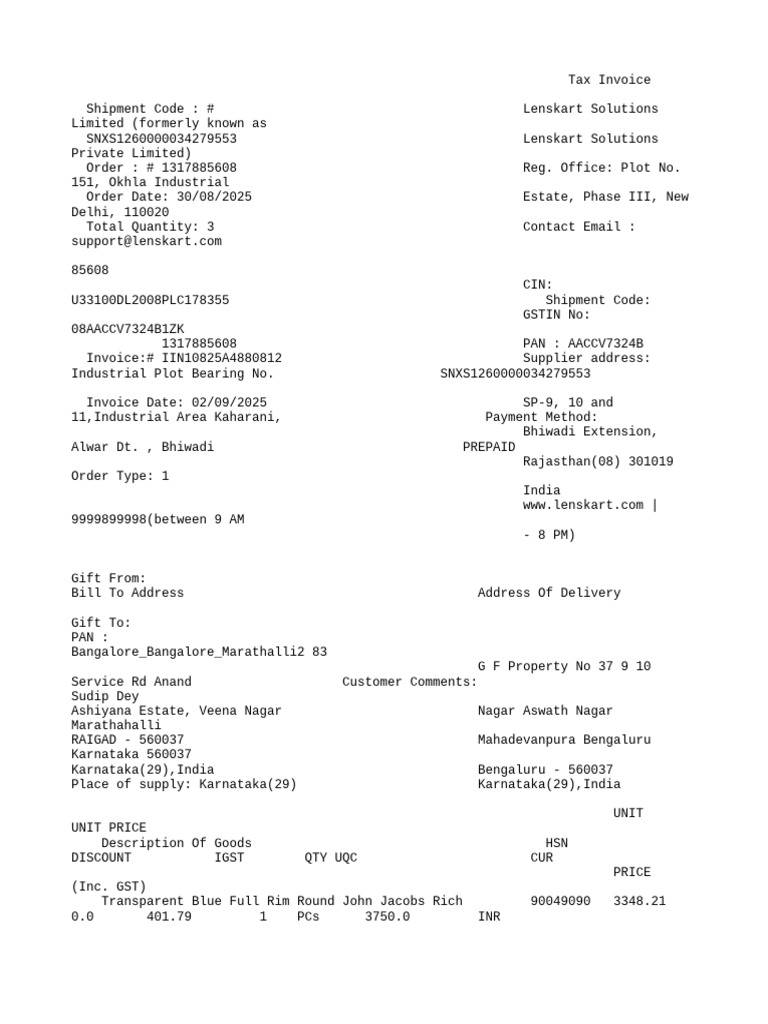 Invoice 1317885608 | PDF | Invoice | Payments