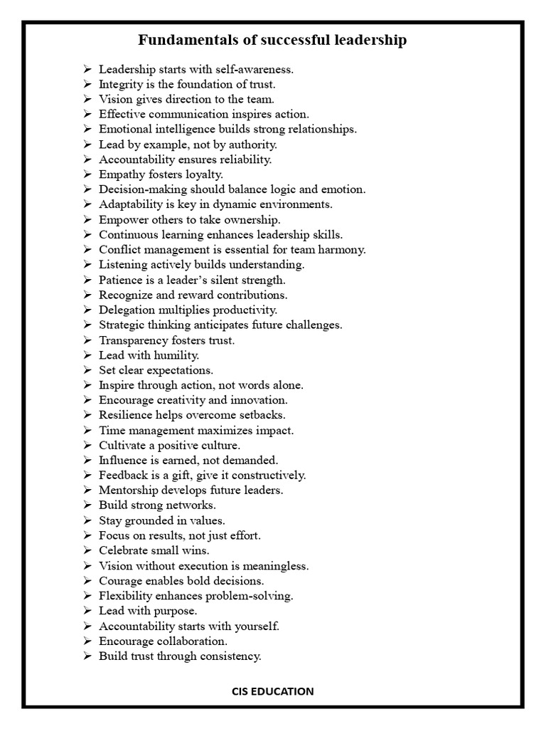 Key Principles of Effective Leadership | PDF | Leadership ...