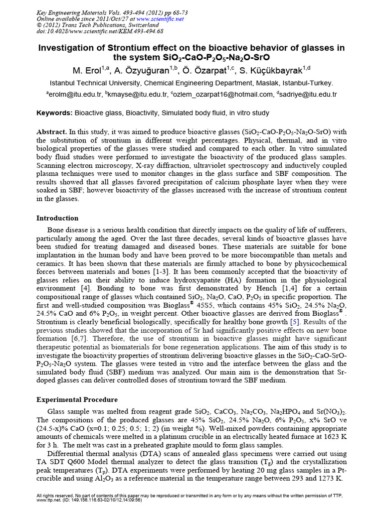 Investigation of Strontium Effect On The Bioactive Behavior of Glasses ...