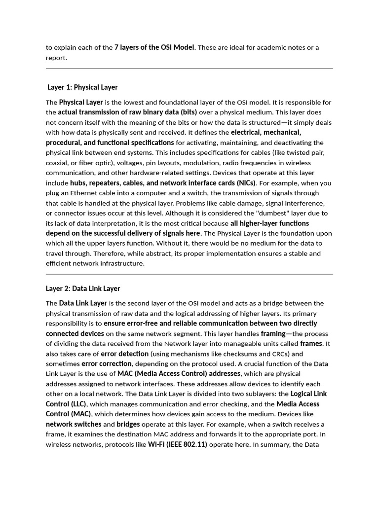 To Explain Each of The 7 Layers of The OSI Model | PDF | Internet ...