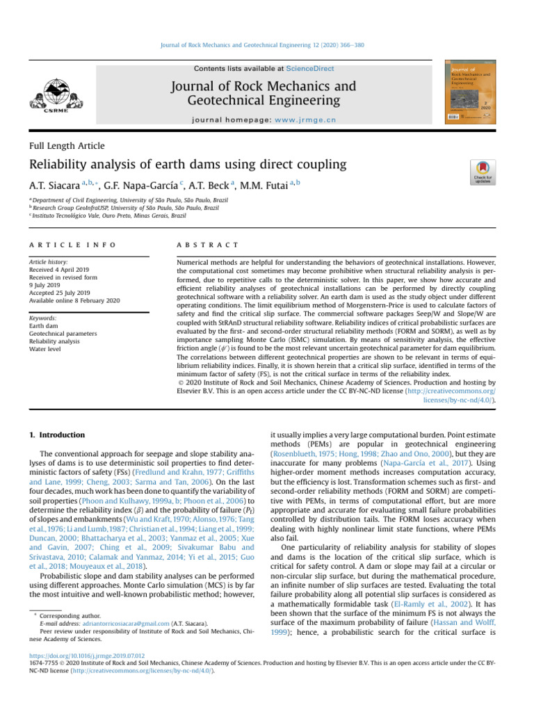 Earth Dam Reliability Analysis Methods | PDF | Soil Mechanics ...