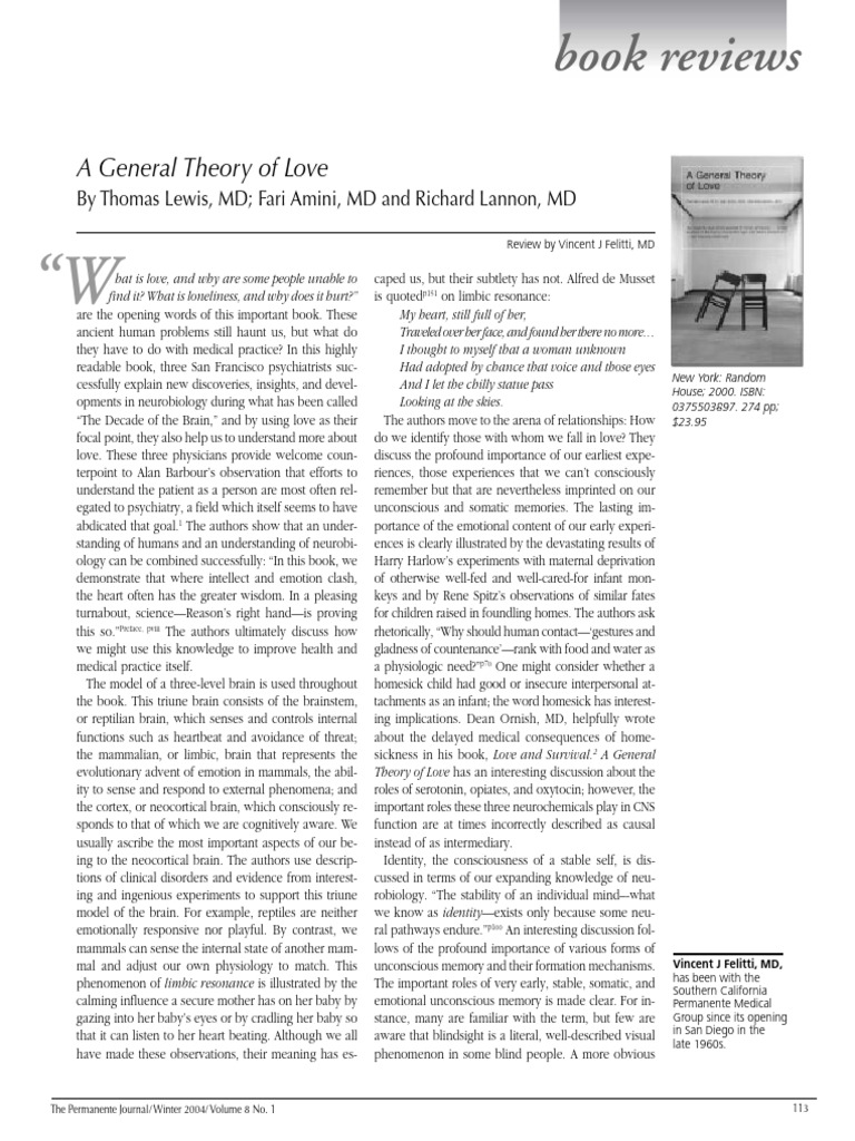 A General Theory of Love | PDF | Consciousness | Emotions