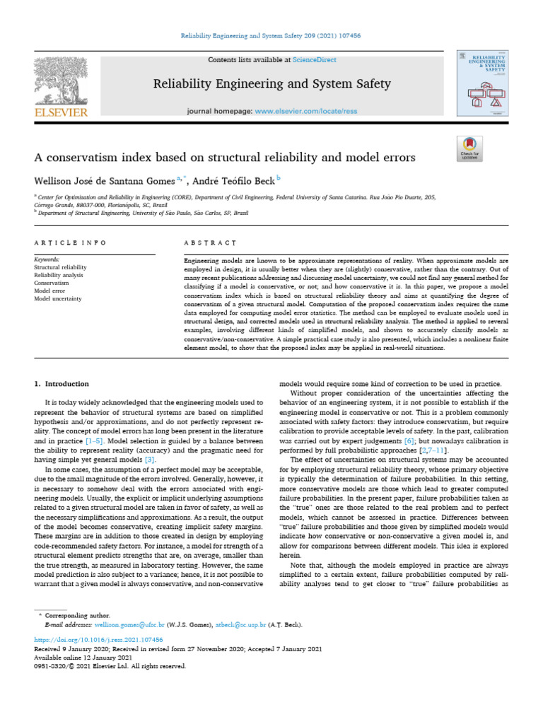Model Conservatism Index in Structural Reliability | PDF | Reliability ...