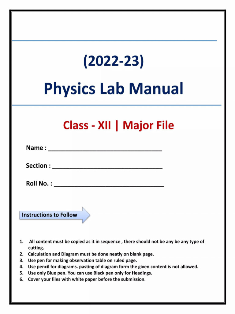 Class 12th Physics Lab Manual UP Board | PDF
