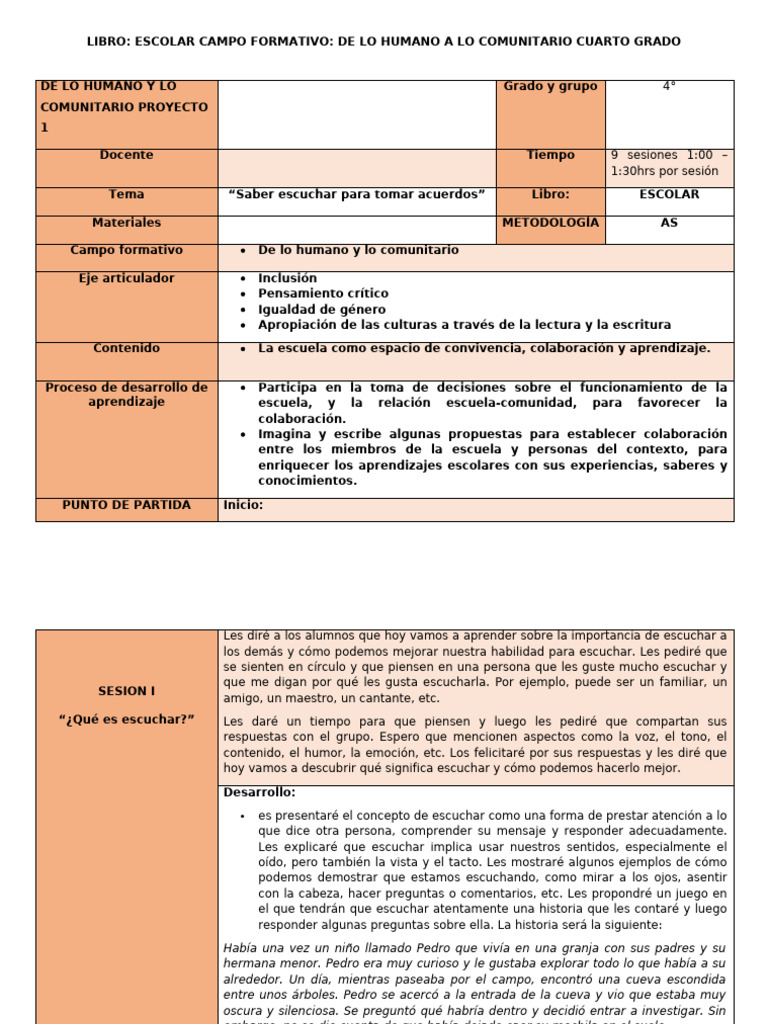 Escuchar y Comunicar en Cuarto Grado | PDF | Las emociones | Comunicación