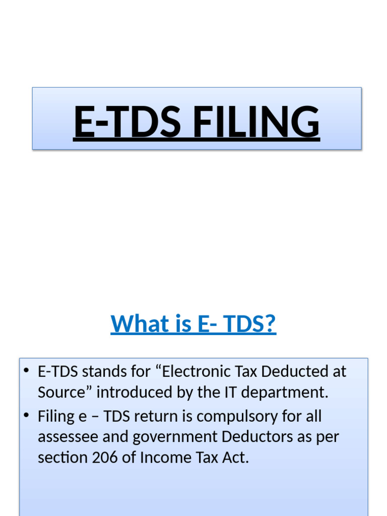 E-TDS Filing Guide and Deadlines | PDF