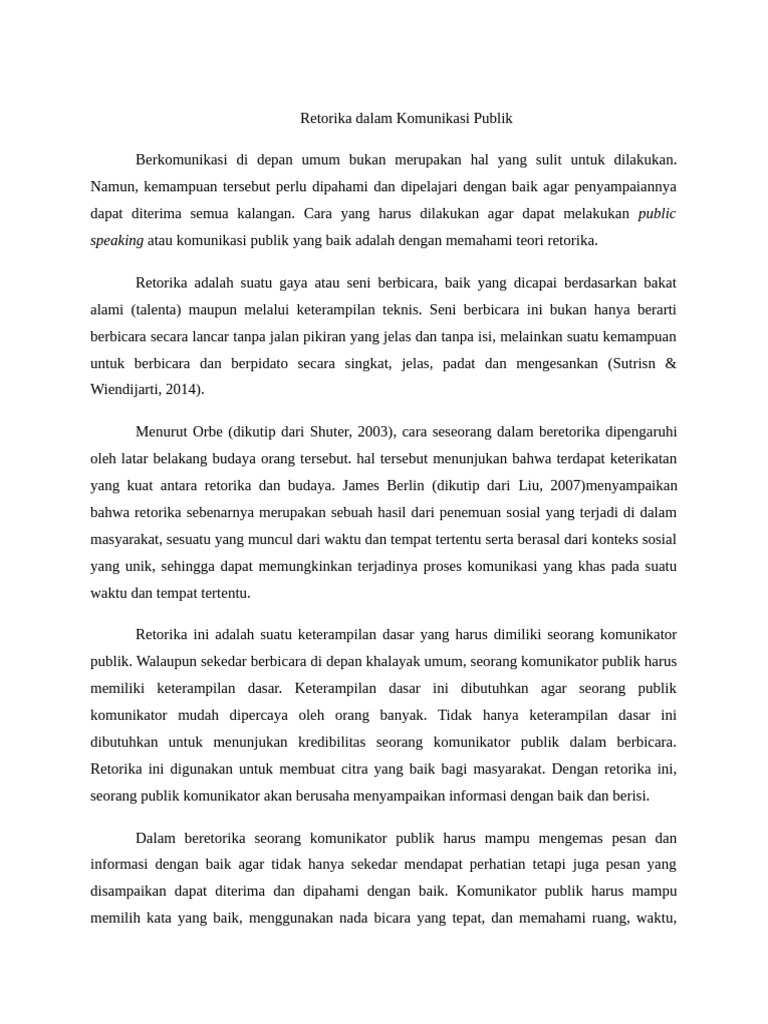 Pentingnya Retorika dalam Public Speaking | PDF