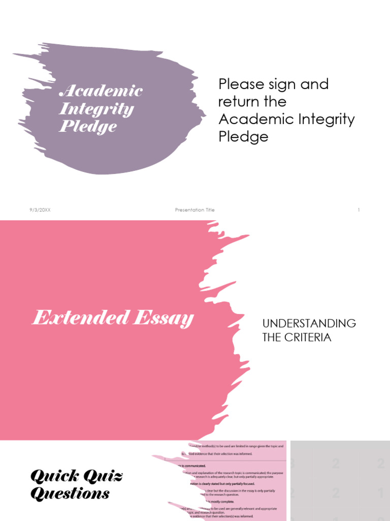 Academic Integrity Pledge for Extended Essay | PDF | Essays | Knowledge