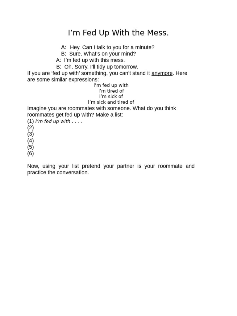 Fed Up With Mess | PDF