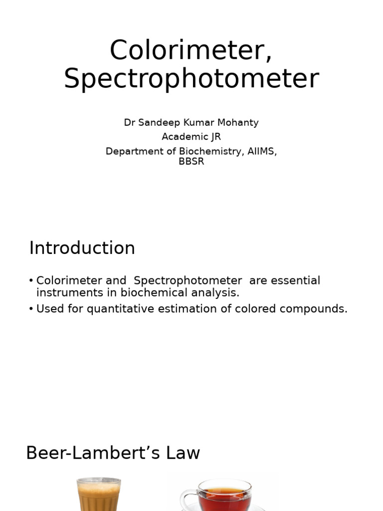 Colorimeter^J Spectrophotometer and Blood Glucose Estimation | PDF ...