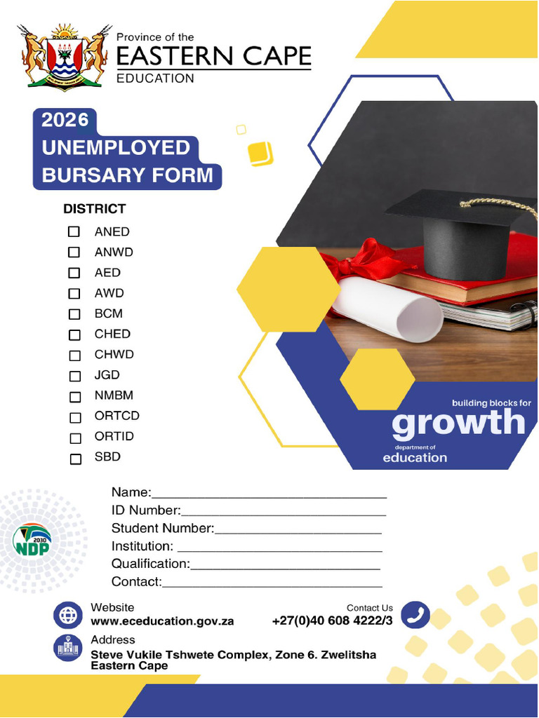 2026 - Unemployed Bursary Fom (AMENDED) | PDF