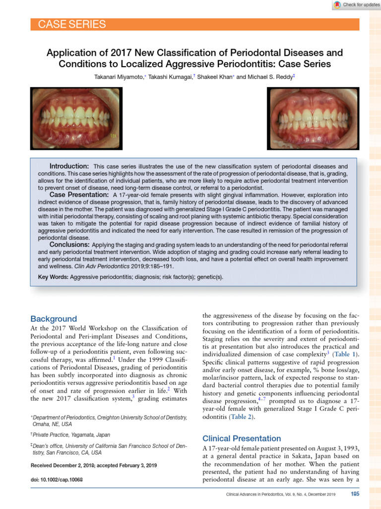 New Classification for Aggressive Periodontitis | PDF | Periodontology ...