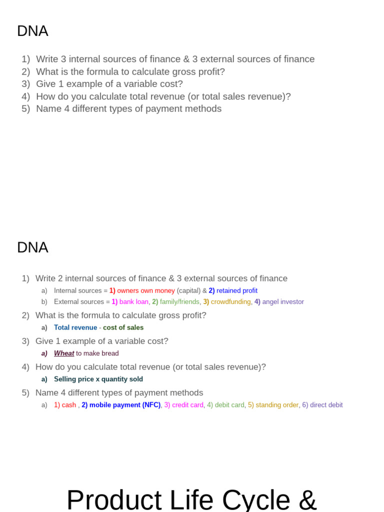 Yr11 - Product Life Cycle | PDF | Interest | Loans