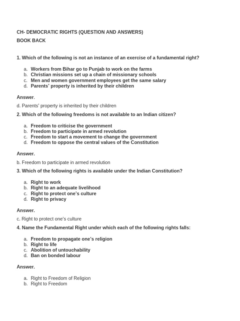 Democratic Rights: Key Q&A Insights | PDF | Citizenship | Justice
