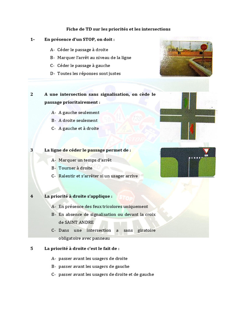 Fiche de TD Sur Les Priorités Et Les Intersections | PDF