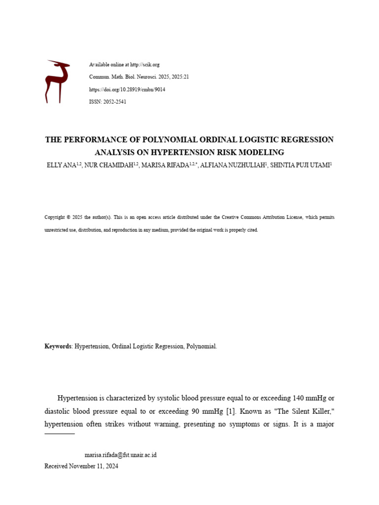 The Performance of Polynomial Ordinal Logistic Regression Analysis On ...