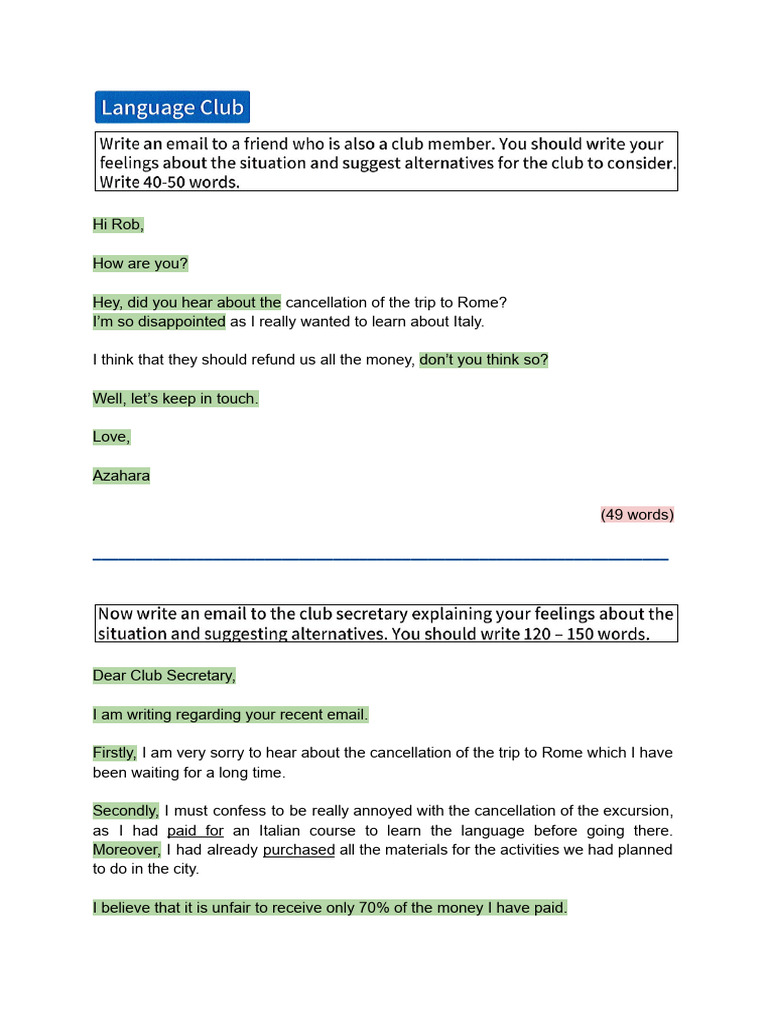 Writing Part 4 - Practice 1 | PDF