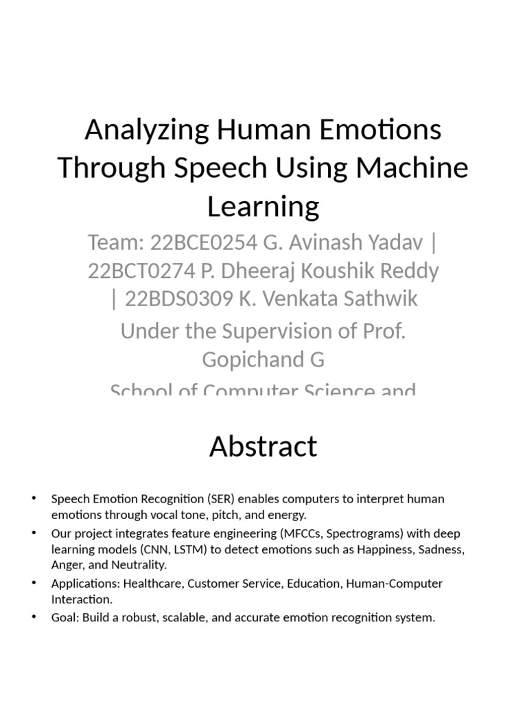 Speech Emotion Recognition with ML/DL | PDF | Deep Learning | Emotions