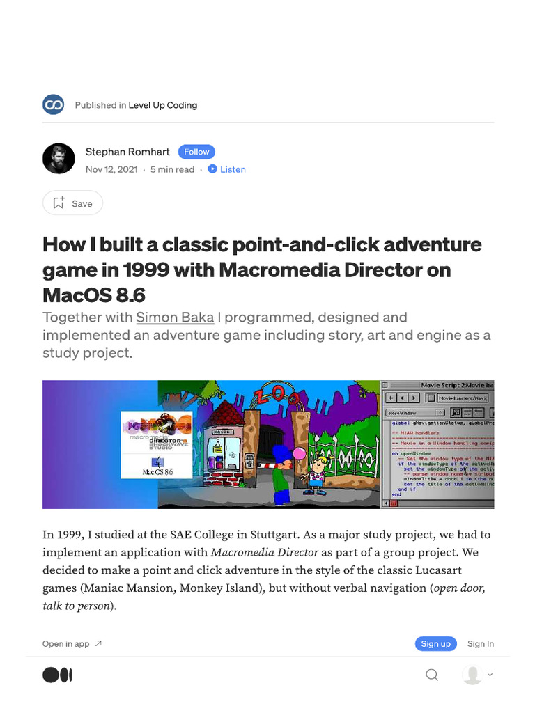 How I Built A Classic Point-And-Click Adventure Game Mit Director | PDF