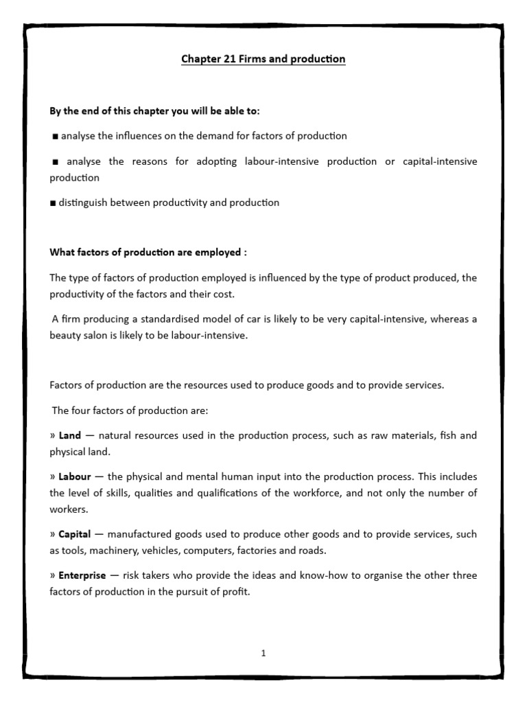 Factors of Production: Labour vs. Capital | PDF | Labour Economics ...