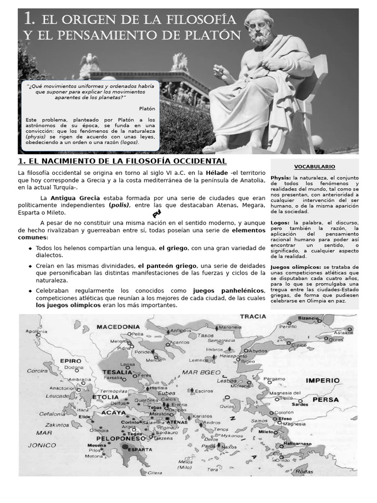 01 - El Origen de La Filosofã A y El Pensamiento de Platã N | PDF ...