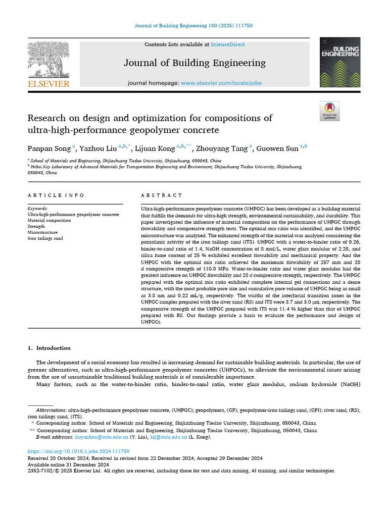 Optimizing Ultra-High-Performance Geopolymer Concrete | PDF | Cement ...